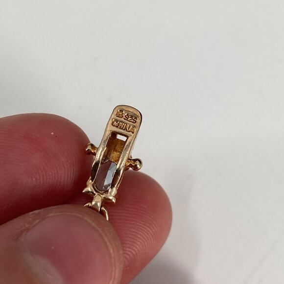 Blue topaz 18 k goldplated diamond accent sterling silver bracelet - Picture 3 of 5